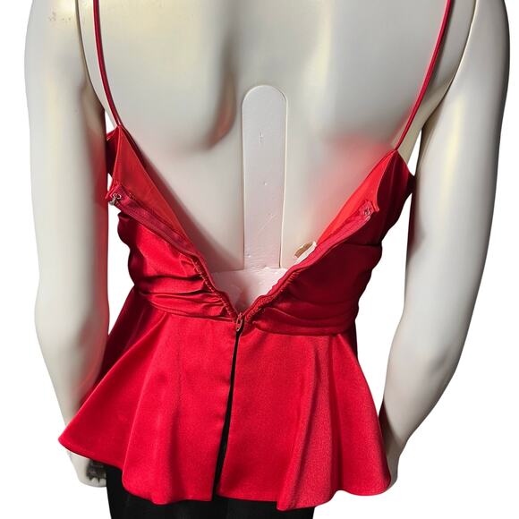 Vintage JCPenney Red Peplum Top Rhinestone Bow Detail Size 11 12 - Picture 14 of 16